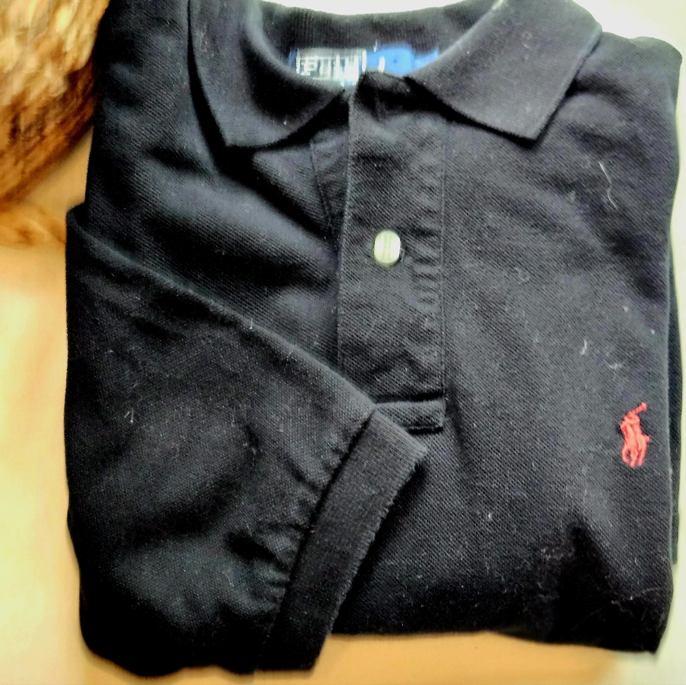 Mens Polo Ralph Lauren Black Pique Polo size M